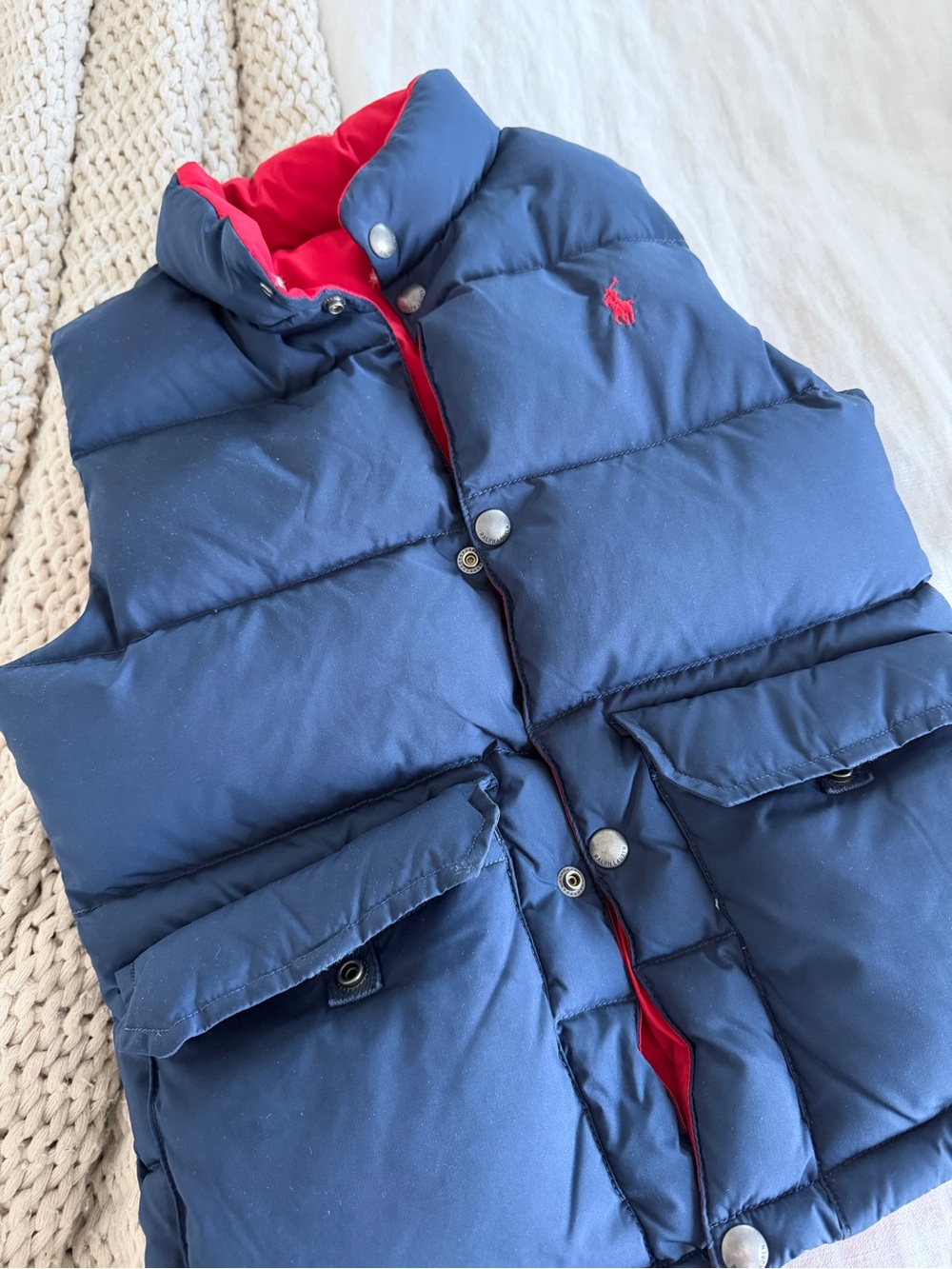 Polo by Ralph Lauren Navy & Red Reversible Puffer Vest - Kids